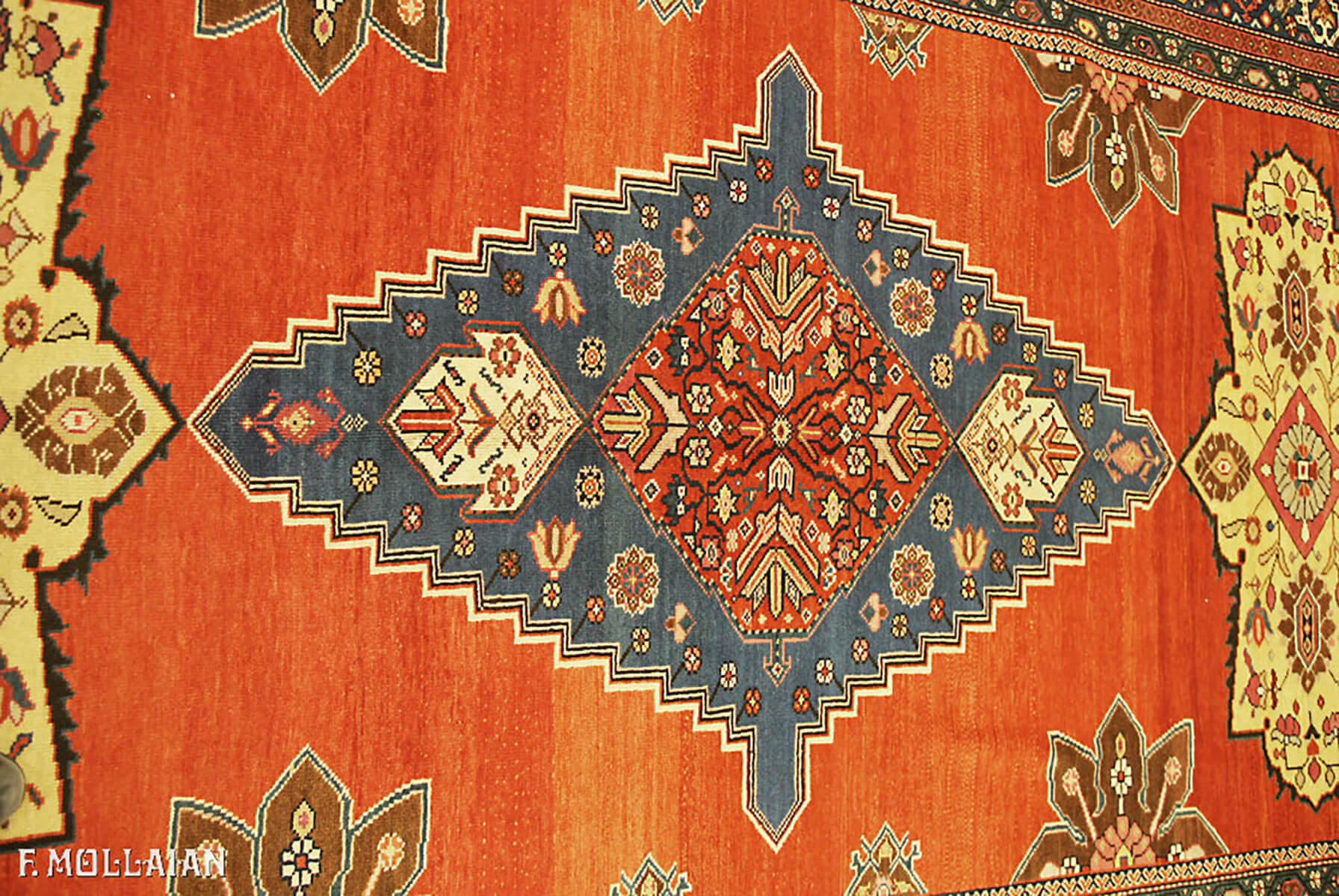 Antique Caucasian Karabakh (Qarabag) Part Silk Gallery Carpet n°:17728421